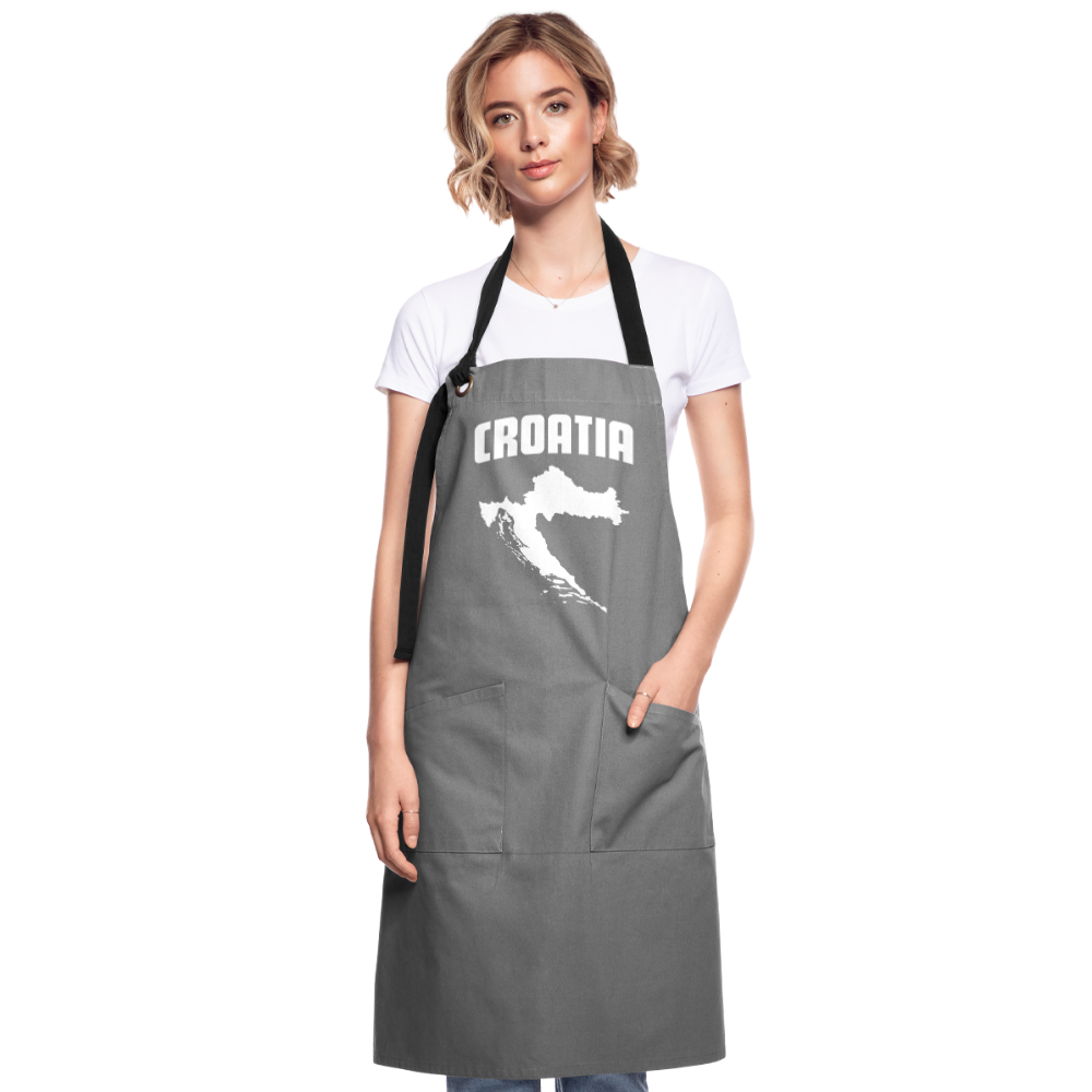 Latzschürze im Kroatien-Stil - Grau/Schwarz