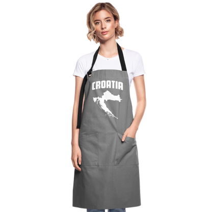 Latzschürze im Kroatien-Stil - Grau/Schwarz