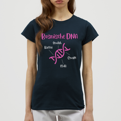 Bosnische DNA" Frauen Kurzärmeliges T-Shirt - Navy