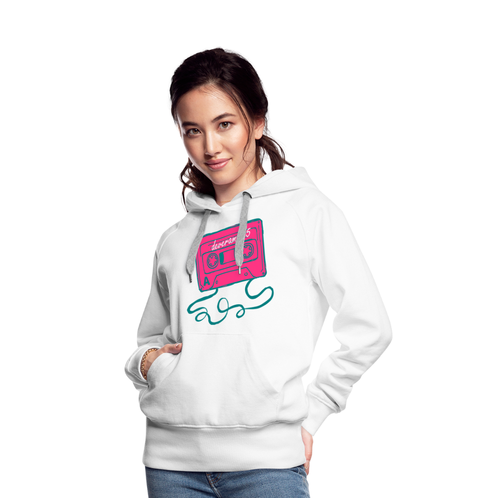 Damen Kapuzenpullover mit retro Musikkassette Deveram - Weiß