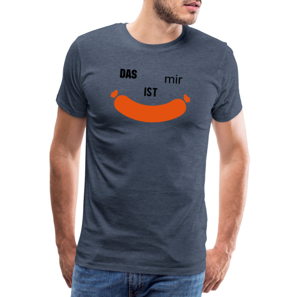 Das ist mir Wurst Herren Premium Baumwoll-T-Shirt - Blau meliert