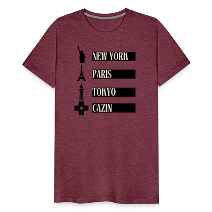 Cazin Herren Premium T-Shirt - Bordeauxrot meliert