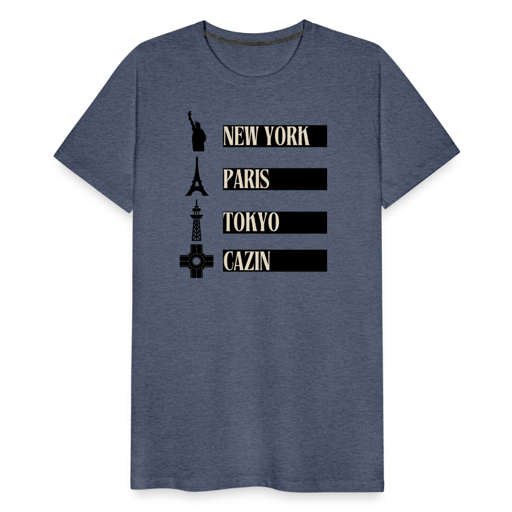 Cazin Herren Premium T-Shirt - Blau meliert
