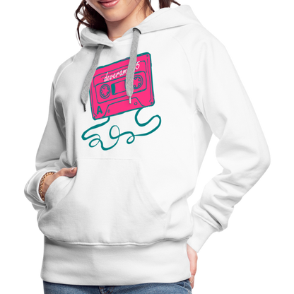 Damen Kapuzenpullover mit retro Musikkassette Deveram - Weiß