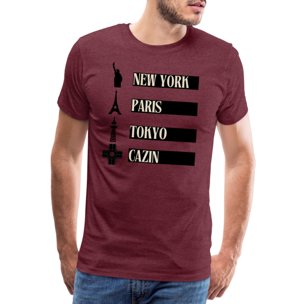 Cazin Herren Premium T-Shirt - Bordeauxrot meliert