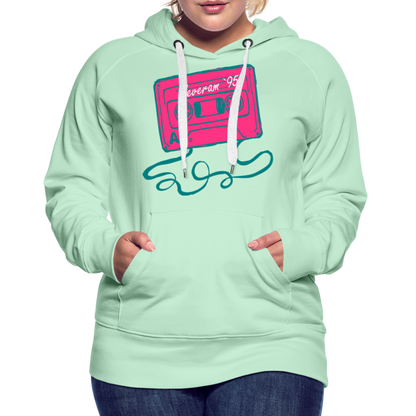 Damen Kapuzenpullover mit retro Musikkassette Deveram - helles Mintgrün