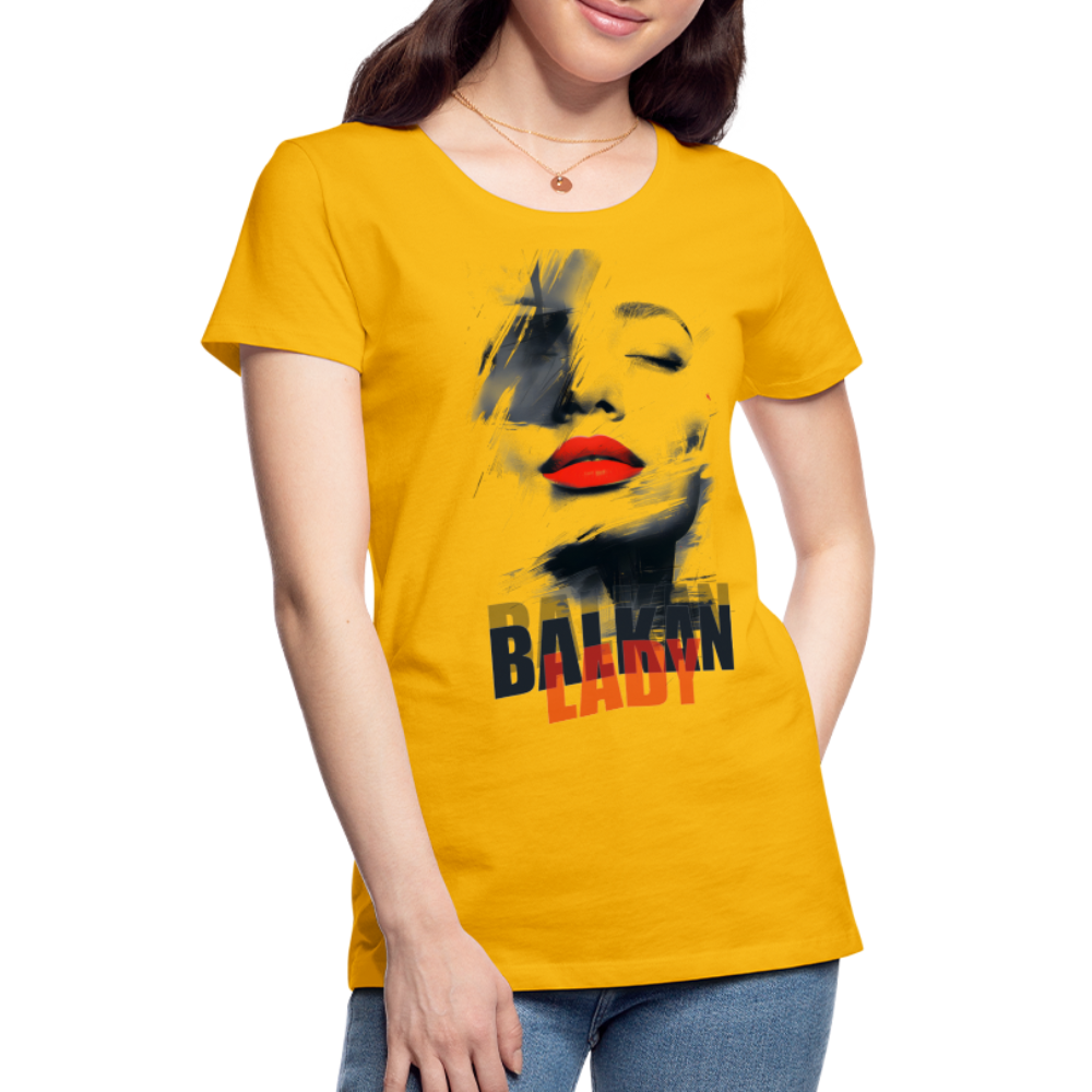Balkan Frau Damen Premium T-Shirt - Sonnengelb