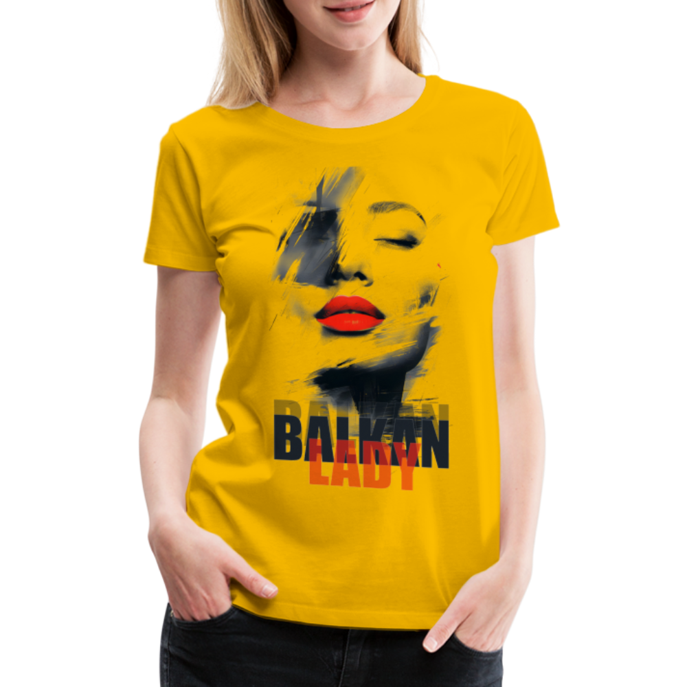Balkan Frau Damen Premium T-Shirt - Sonnengelb