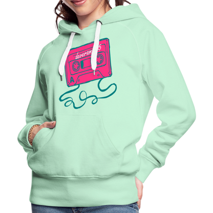 Damen Kapuzenpullover mit retro Musikkassette Deveram - helles Mintgrün