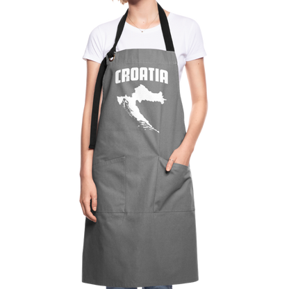 Latzschürze im Kroatien-Stil - Grau/Schwarz