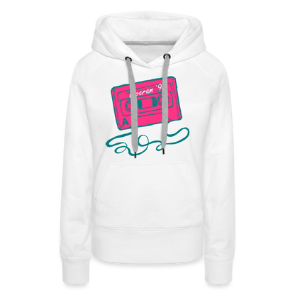 Damen Kapuzenpullover mit retro Musikkassette Deveram - Weiß