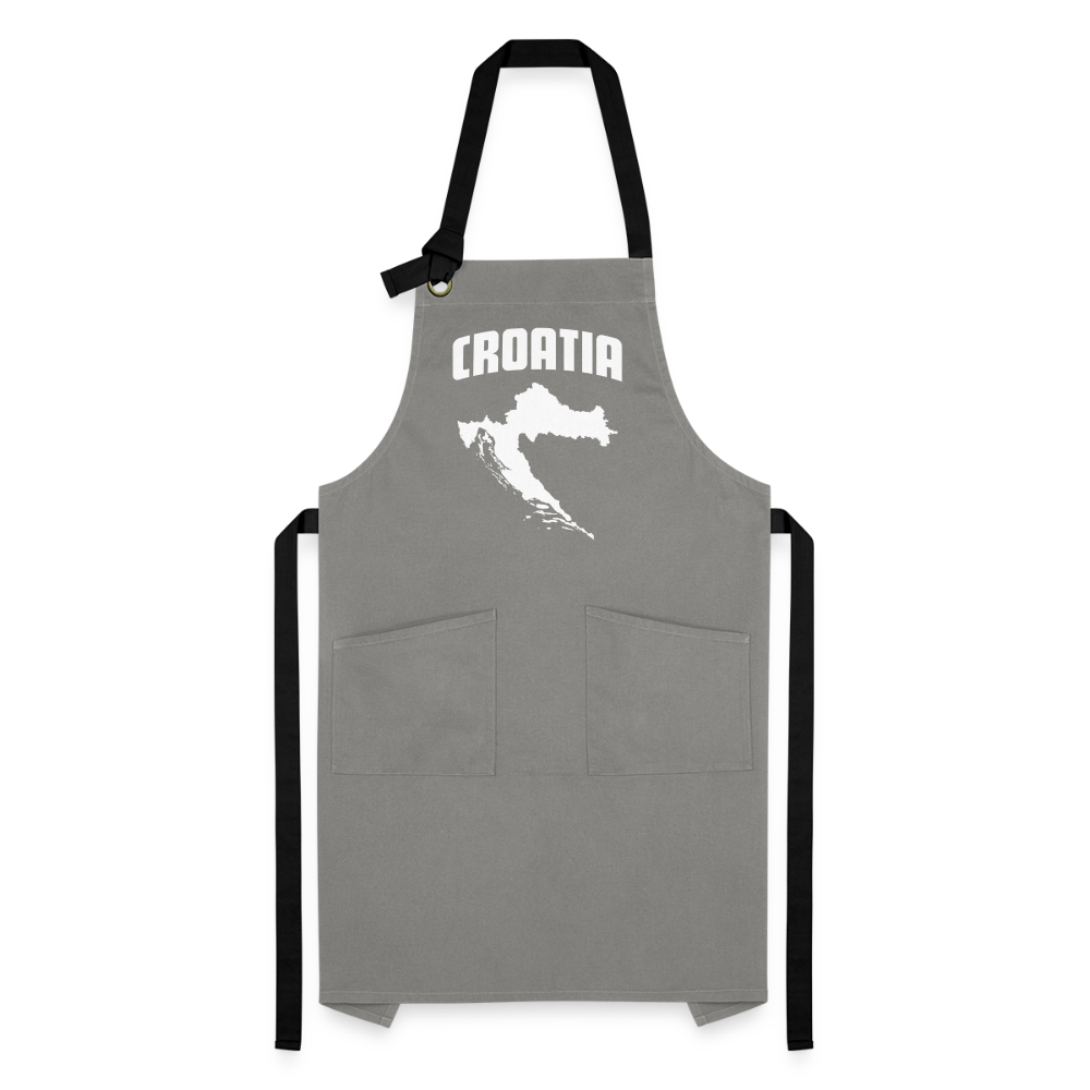 Latzschürze im Kroatien-Stil - Grau/Schwarz