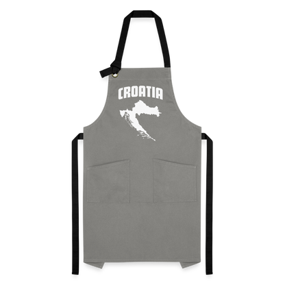 Latzschürze im Kroatien-Stil - Grau/Schwarz