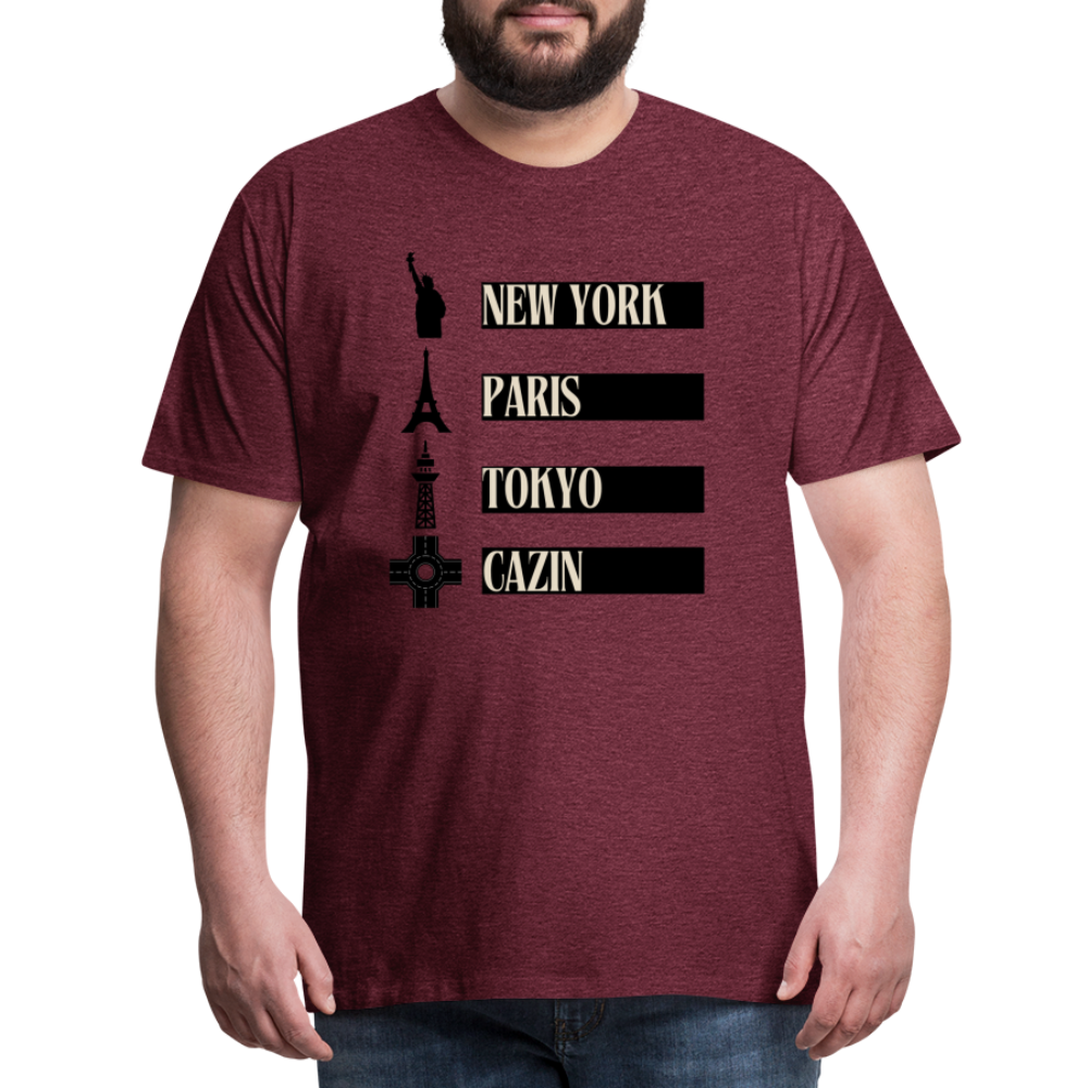 Cazin Herren Premium T-Shirt - Bordeauxrot meliert