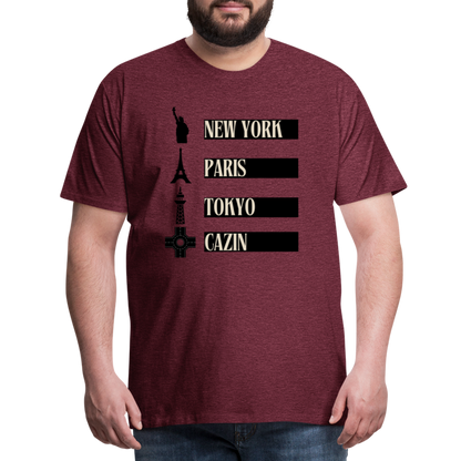 Cazin Herren Premium T-Shirt - Bordeauxrot meliert