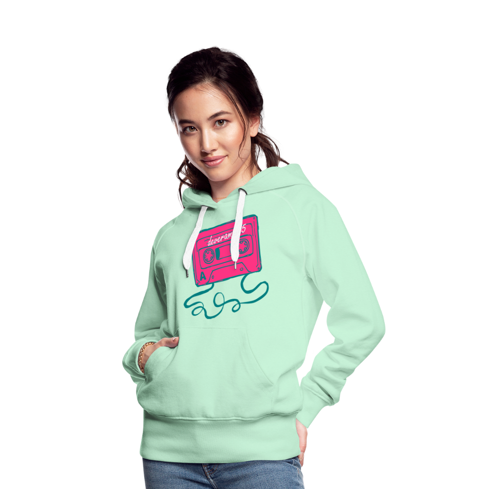 Damen Kapuzenpullover mit retro Musikkassette Deveram - helles Mintgrün