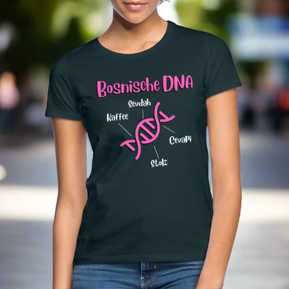 Bosnische DNA" Frauen Kurzärmeliges T-Shirt - Navy