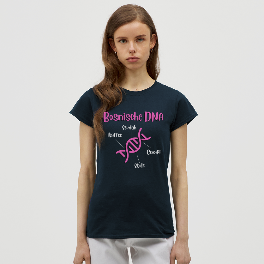 Bosnische DNA" Frauen Kurzärmeliges T-Shirt - Navy