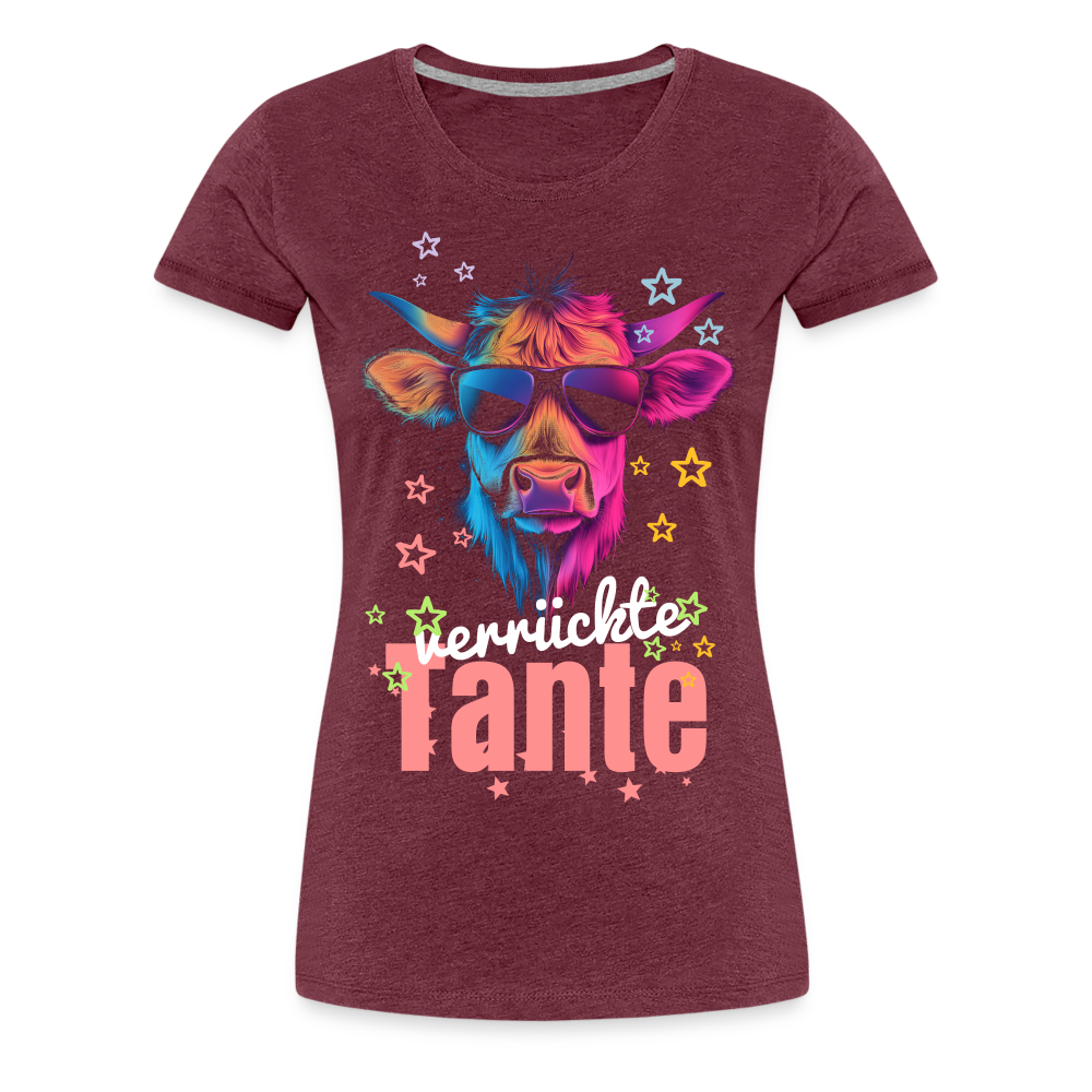 Moderne Tante Damen Premium T-Shirt - Bordeauxrot meliert