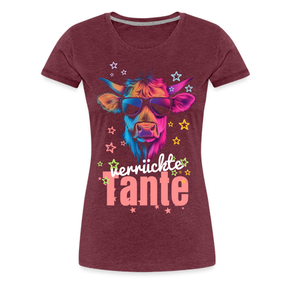 Moderne Tante Damen Premium T-Shirt - Bordeauxrot meliert
