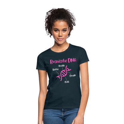 Bosnische DNA" Frauen Kurzärmeliges T-Shirt - Navy