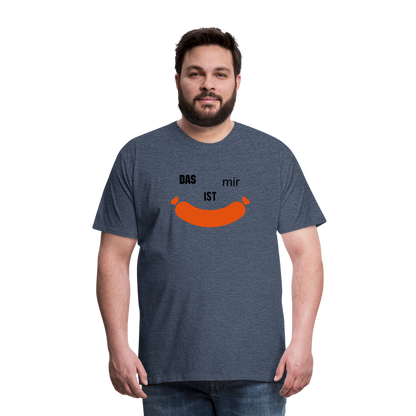 Das ist mir Wurst Herren Premium Baumwoll-T-Shirt - Blau meliert