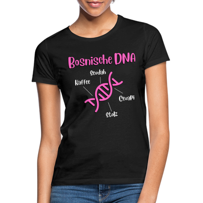 Bosnische DNA" Frauen Kurzärmeliges T-Shirt - Schwarz