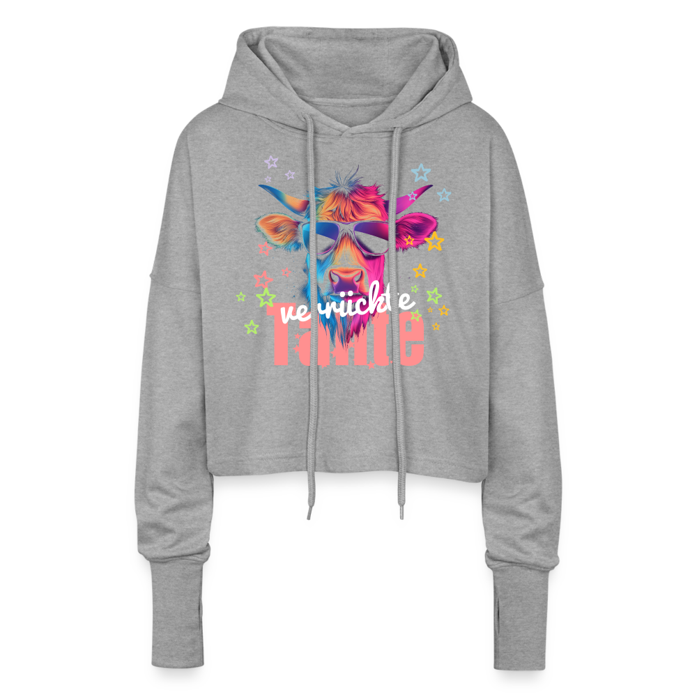 Verrückte Tante Kurzer Damen-Hoodie - Grau meliert