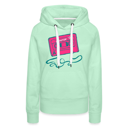 Damen Kapuzenpullover mit retro Musikkassette Deveram - helles Mintgrün