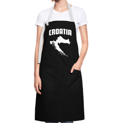 Latzschürze im Kroatien-Stil - Schwarz/Weiß