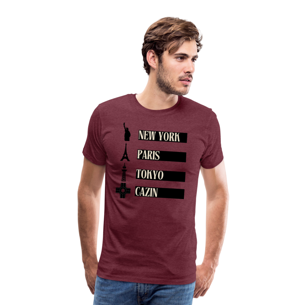 Cazin Herren Premium T-Shirt - Bordeauxrot meliert