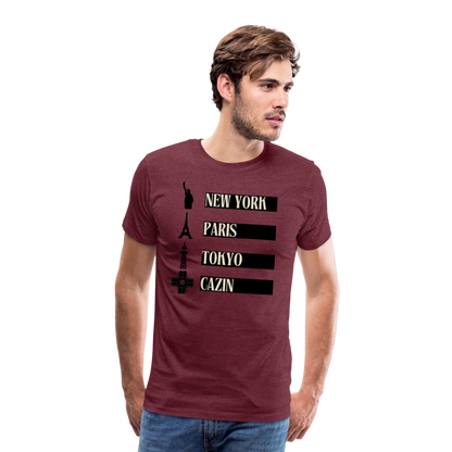 Cazin Herren Premium T-Shirt - Bordeauxrot meliert