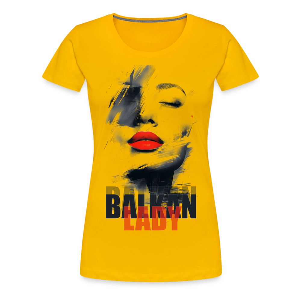Balkan Frau Damen Premium T-Shirt - Sonnengelb