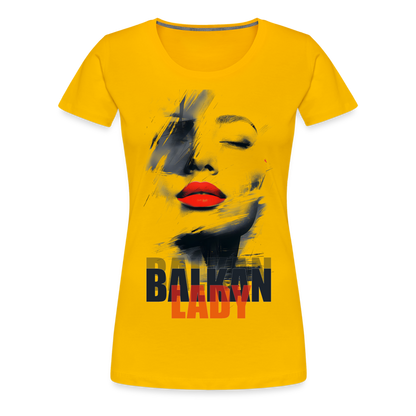 Balkan Frau Damen Premium T-Shirt - Sonnengelb