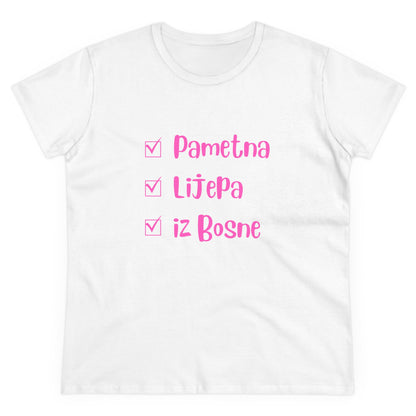 Damen Mittelschweres Baumwoll-T-Shirt im bosnischen Stil