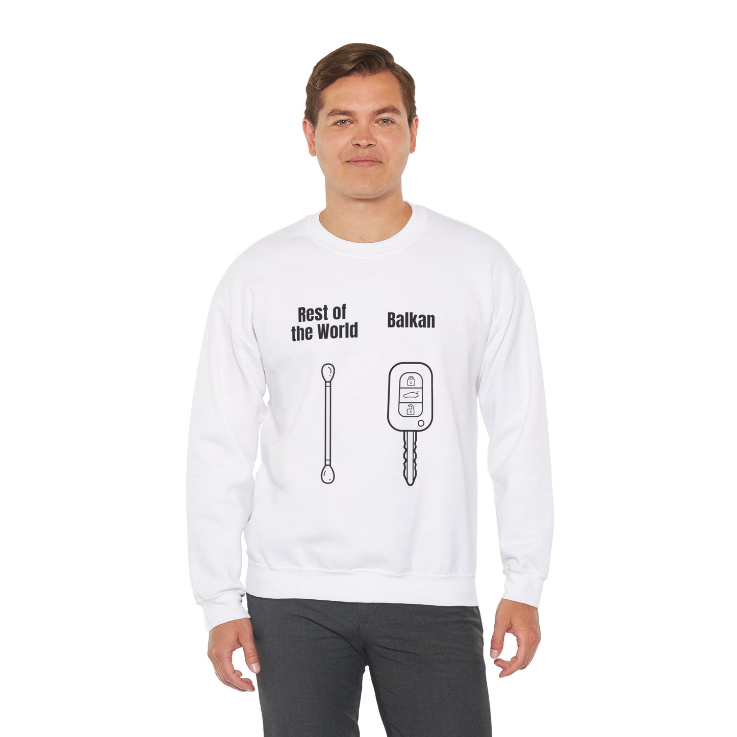 Lustiges Sweatshirt mit Rundhalsausschnitt und Balkan-Motiv