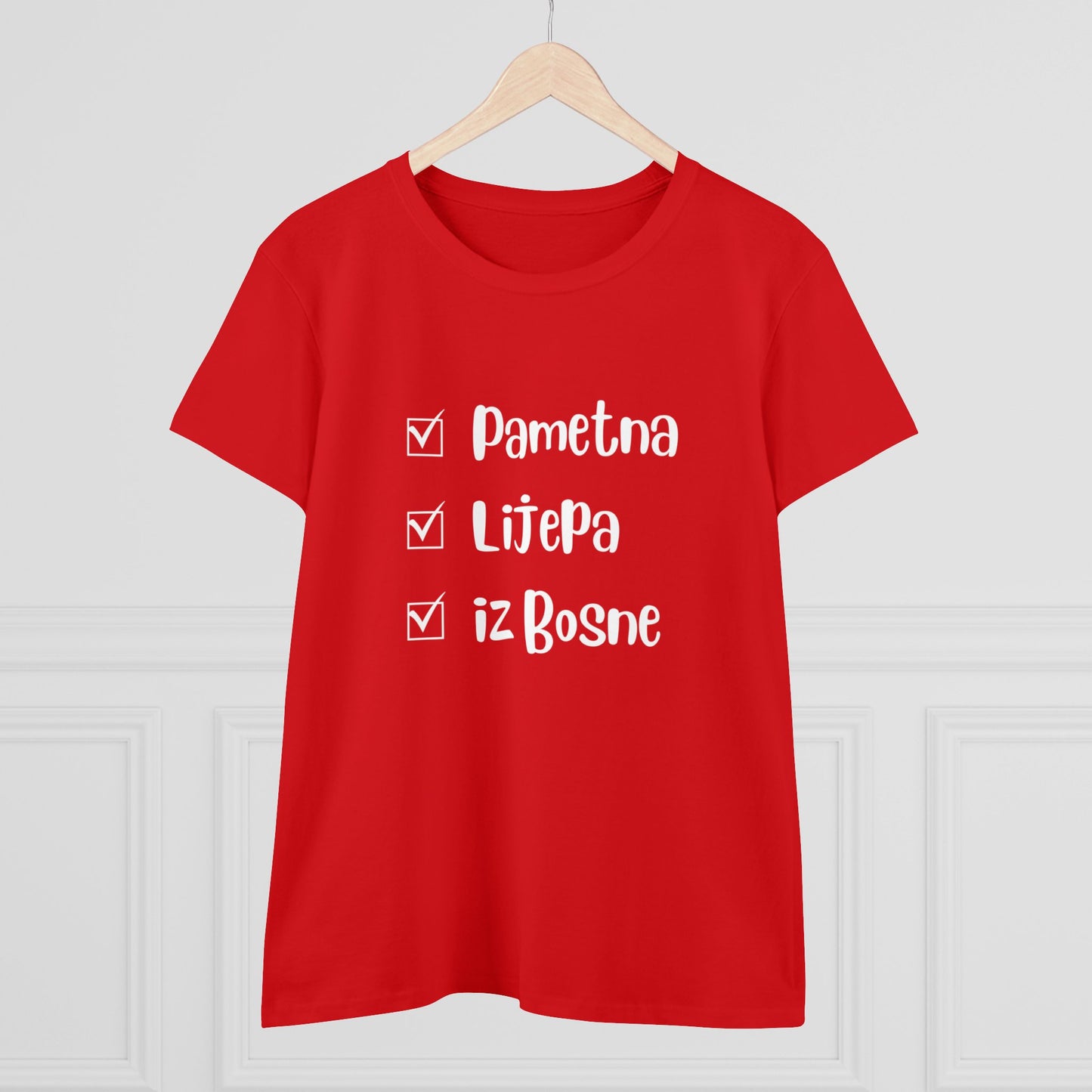 Damen Mittelschweres Baumwoll-T-Shirt im bosnischen Stil