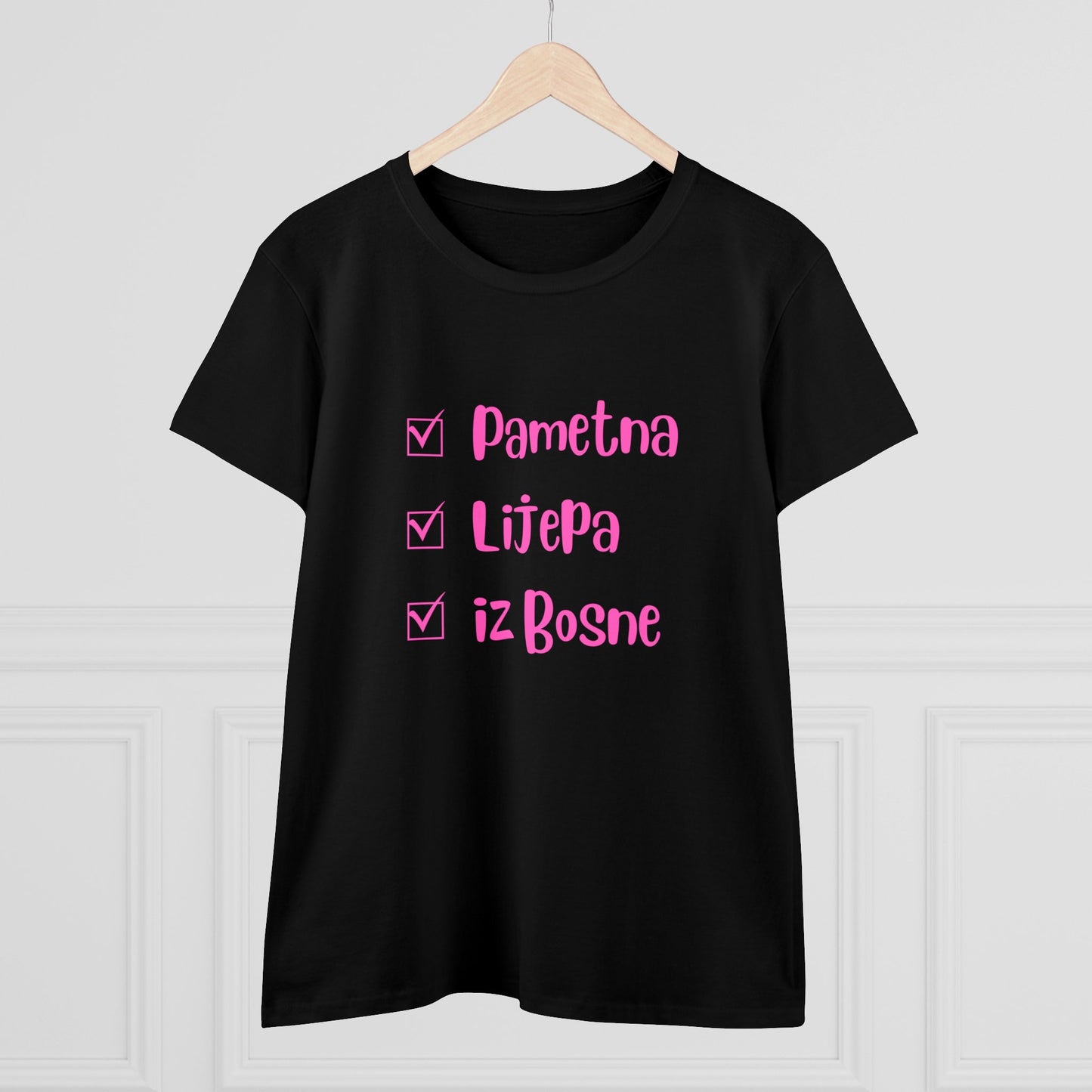Damen Mittelschweres Baumwoll-T-Shirt im bosnischen Stil