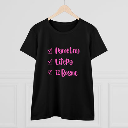 Damen Mittelschweres Baumwoll-T-Shirt im bosnischen Stil