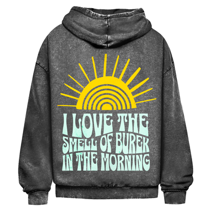 Oversize Washed Hoodie Smell of Burek - black