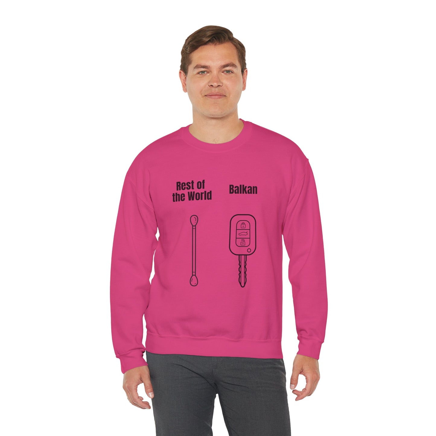 Lustiges Sweatshirt mit Rundhalsausschnitt und Balkan-Motiv