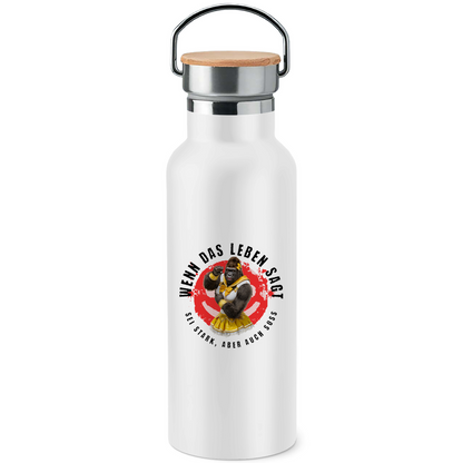 Gorilla Edelstahl-Trinkflasche mit Bambusdeckel