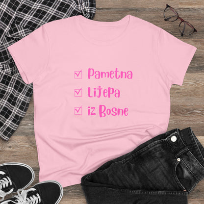 Damen Mittelschweres Baumwoll-T-Shirt im bosnischen Stil