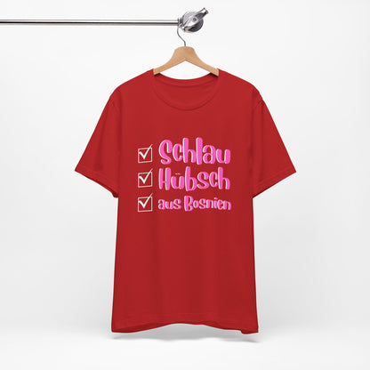 Bosnisches Lustiges Unisex Kurzärmeliges T-Shirt