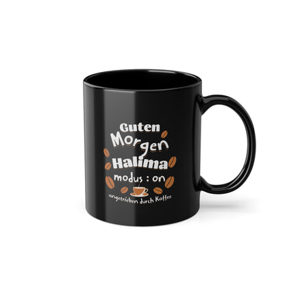 Guten Morgen Schwarze Tassekaffee
