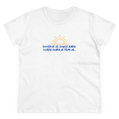 Bosnisches Thema Damen-Mittelgewicht Baumwoll-T-Shirt