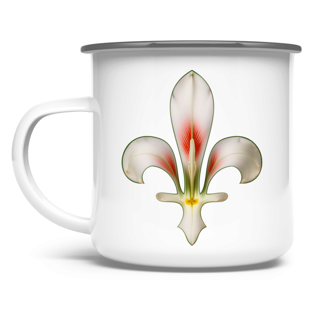 Emaille Tasse mit bosnischer Lilie