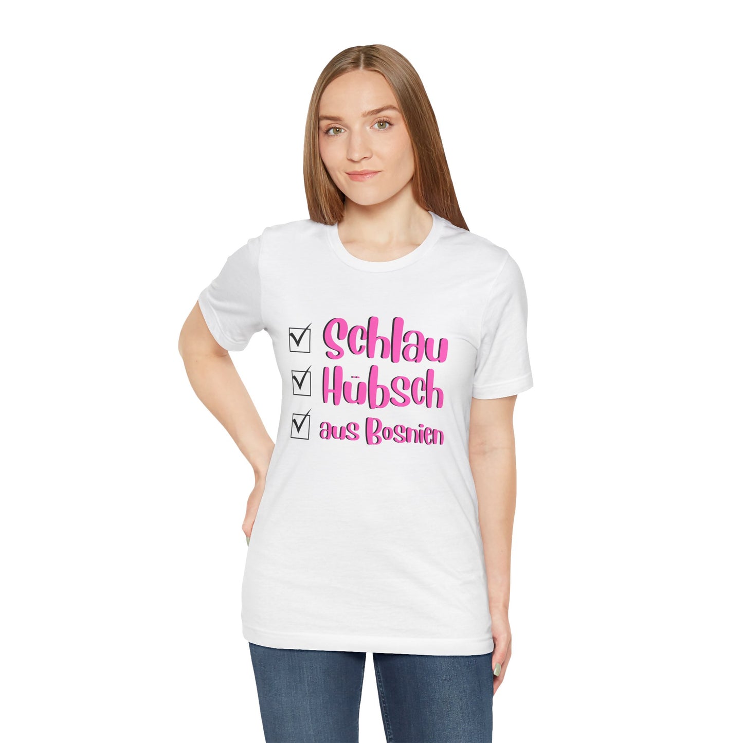 Bosnisches Lustiges Unisex Kurzärmeliges T-Shirt