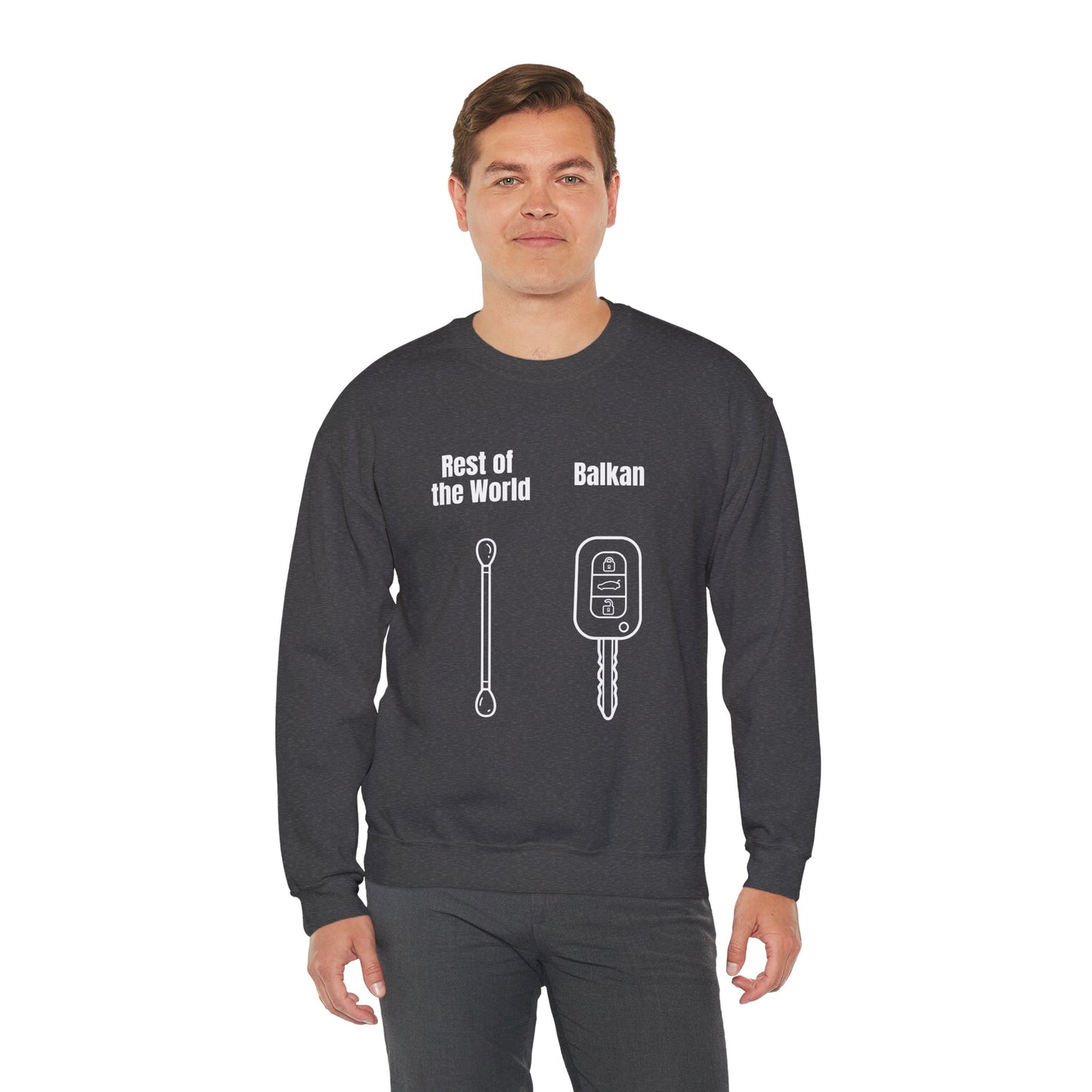 Lustiges Sweatshirt mit Rundhalsausschnitt und Balkan-Motiv