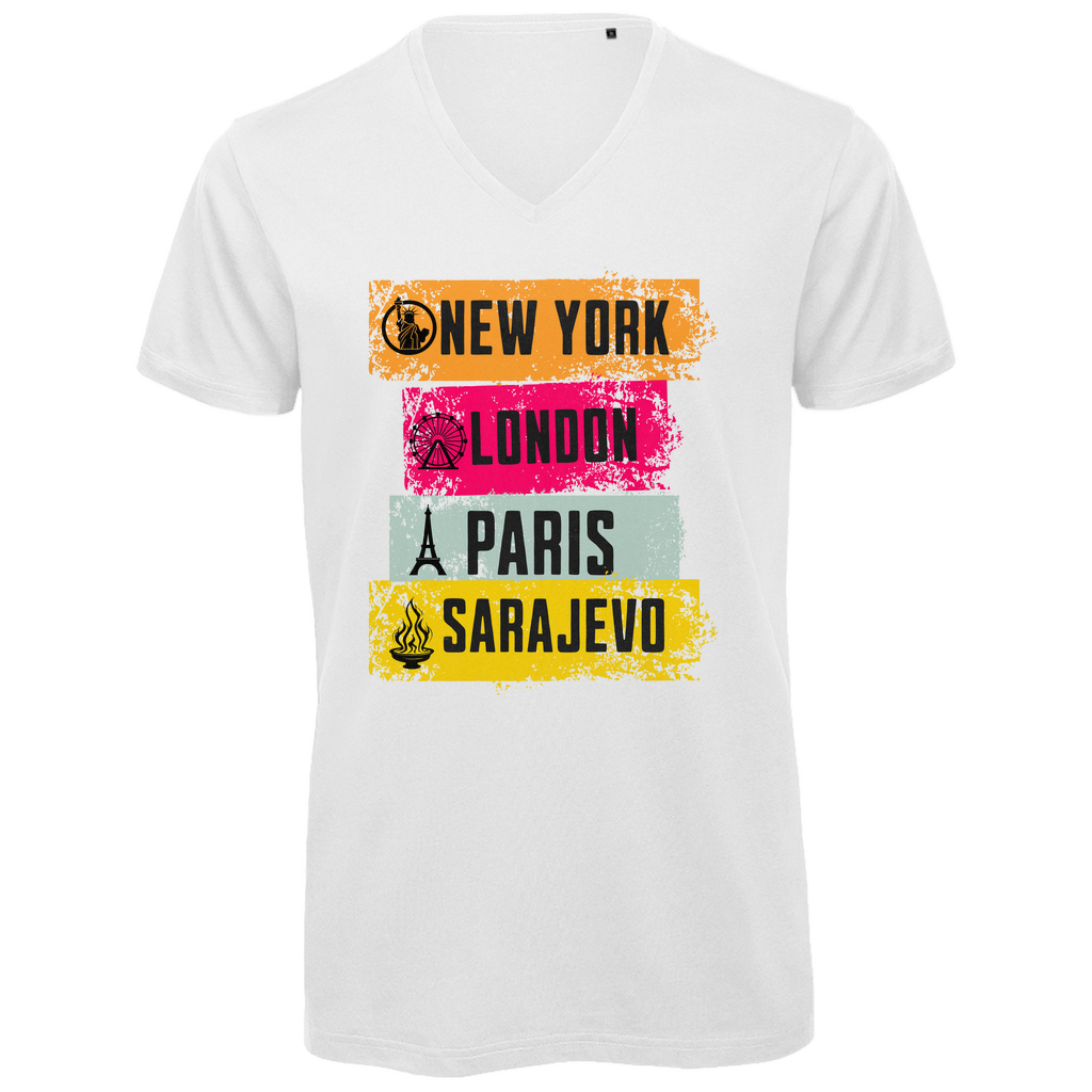 Metropole Herren Premium Bio V-Neck T-Shirt